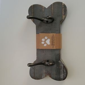 Destressed Wood Bone Plaque with Two Hooks.